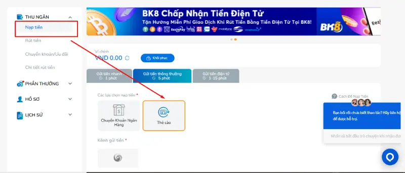 Nạp tiền thẻ cào tại 888SLOT