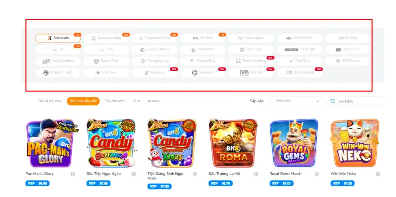 Nhiều nhà cung cấp game nổ hũ tại 888SLOT